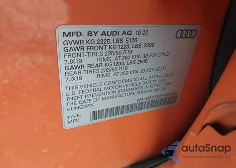 2023 Audi Q3 Premium 45 Tfsi S Line Quattro Tiptronic from USA, damaged, VIN WA1DECF39P1051226